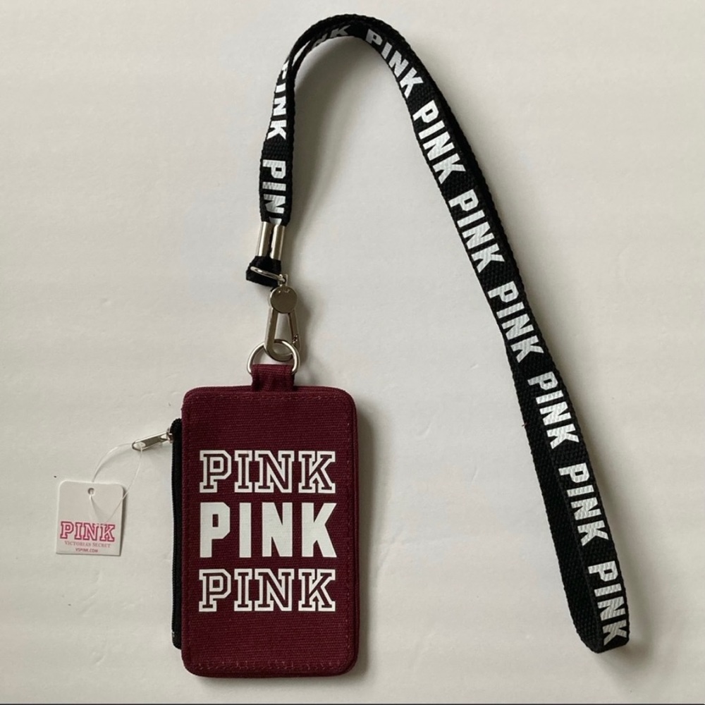 Burgundy VS pink lanyard ID holder